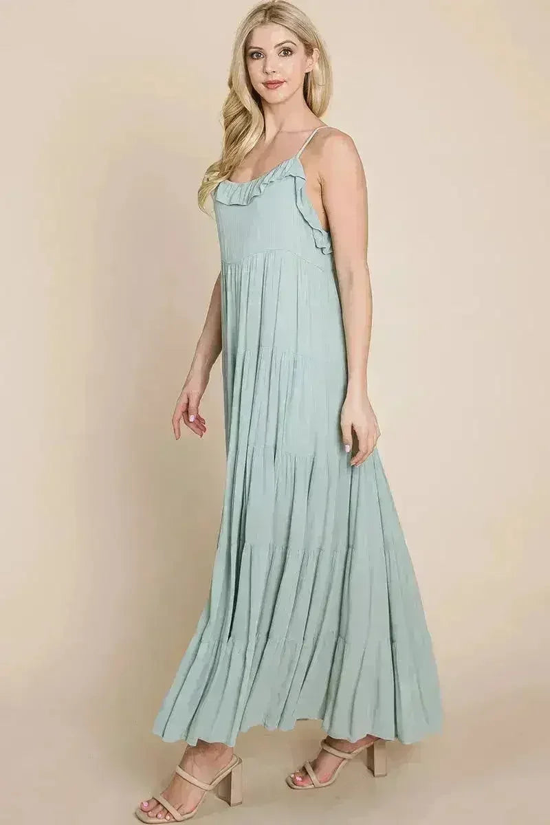 Tiered Tie Strap Cami Maxi Dress