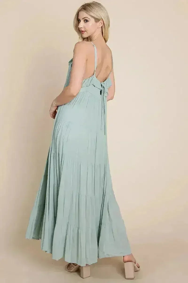 Tiered Tie Strap Cami Maxi Dress