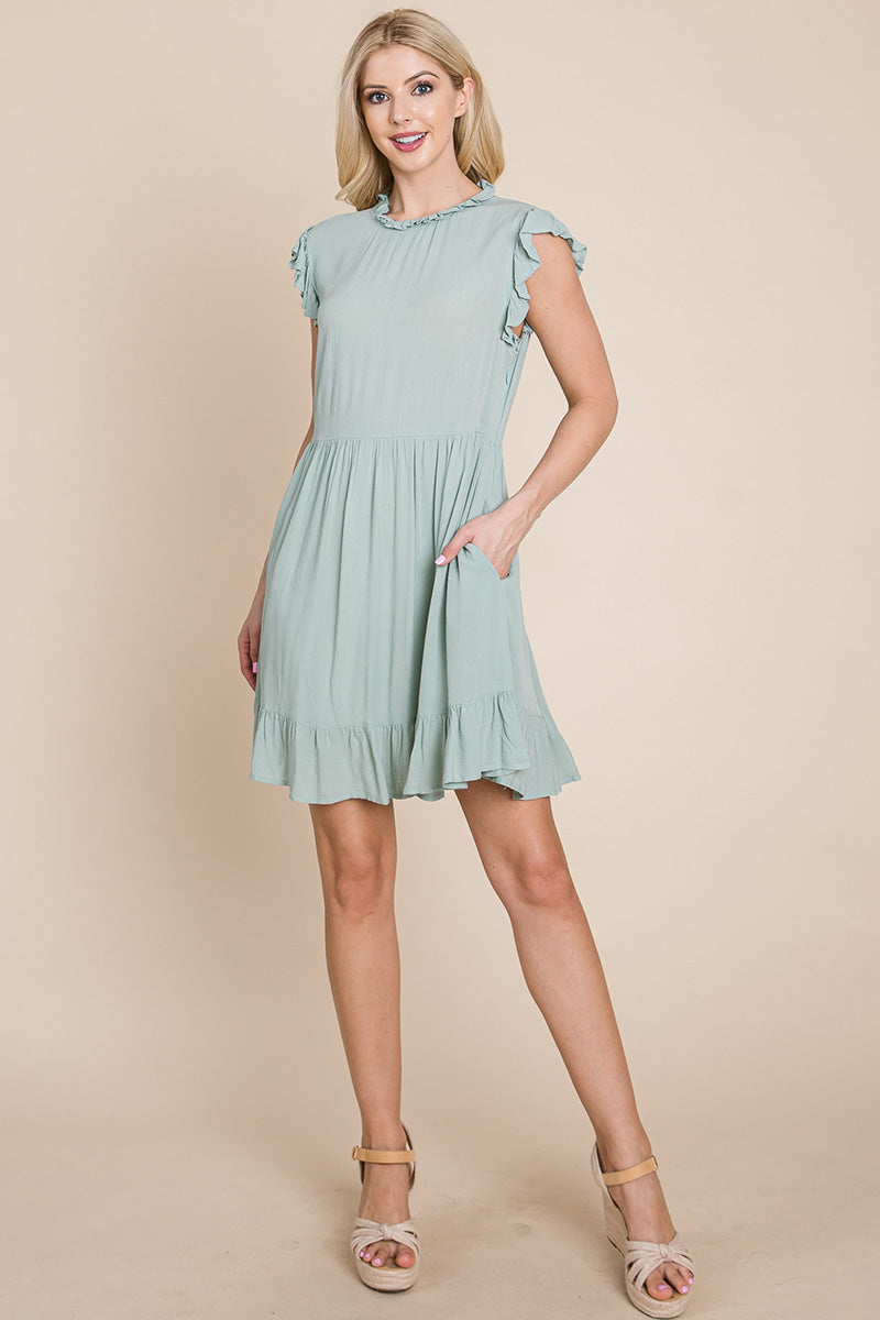Ruffled Sleeveless Babydoll Dress with Pockets | Apparel | Kitchen + Metal