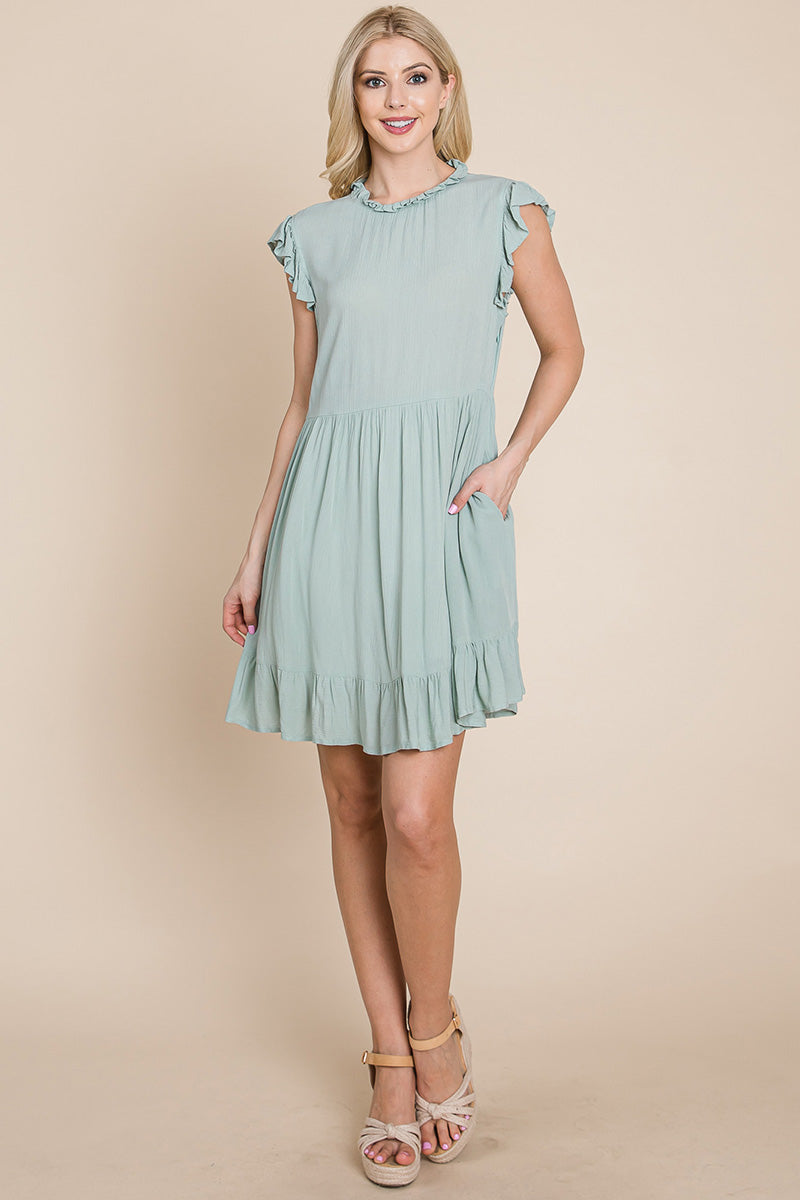 Ruffled Sleeveless Babydoll Dress with Pockets | Apparel | Kitchen + Metal