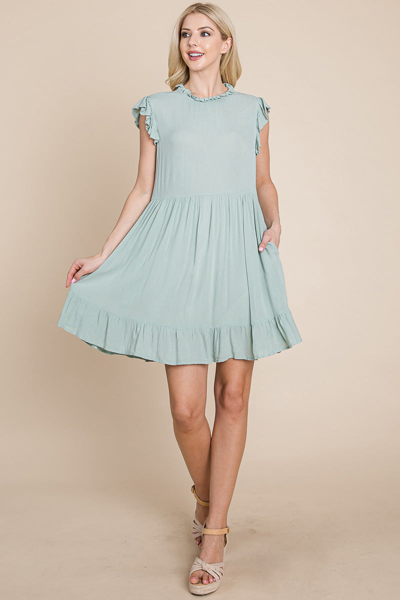 Ruffled Sleeveless Babydoll Dress with Pockets | Apparel | Kitchen + Metal