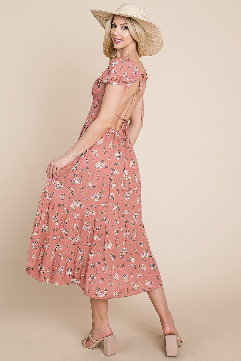 Floral Pleated Open Back Midi Dress | Apparel | Kitchen + Metal