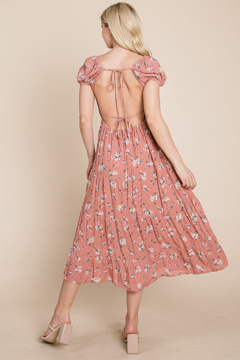 Floral Pleated Open Back Midi Dress | Apparel | Kitchen + Metal