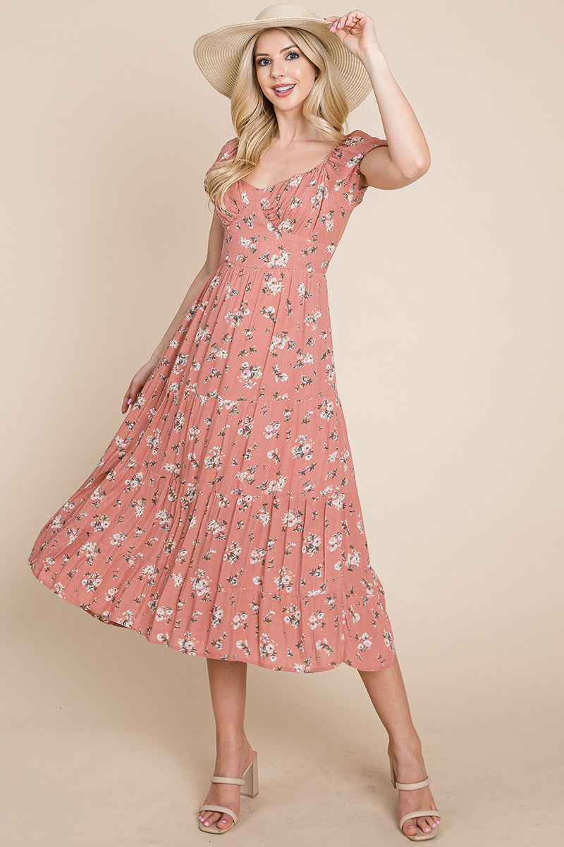 Floral Pleated Open Back Midi Dress | Apparel | Kitchen + Metal