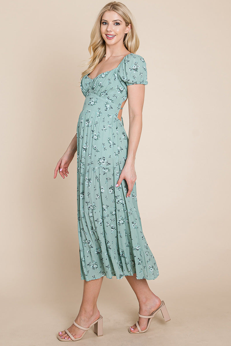 Floral Pleated Open Back Midi Dress | Apparel | Kitchen + Metal