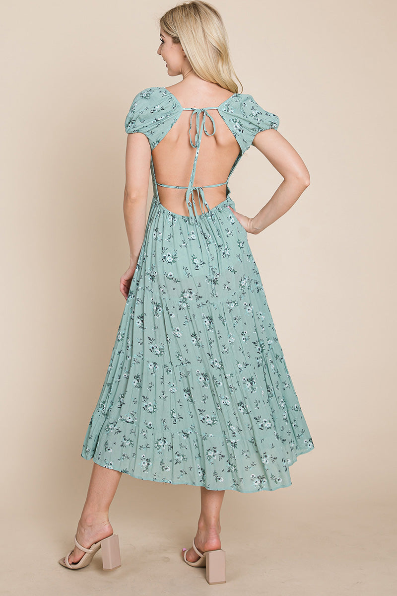 Floral Pleated Open Back Midi Dress | Apparel | Kitchen + Metal