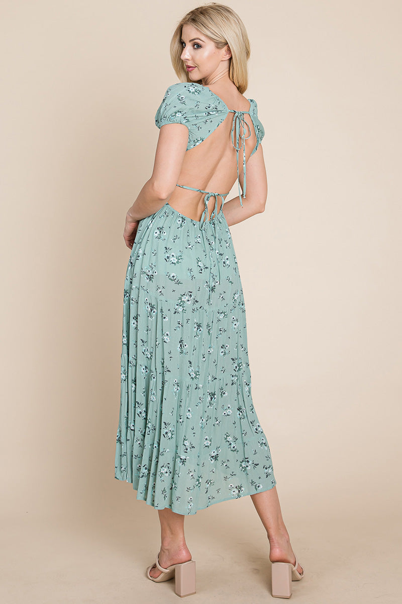 Floral Pleated Open Back Midi Dress | Apparel | Kitchen + Metal