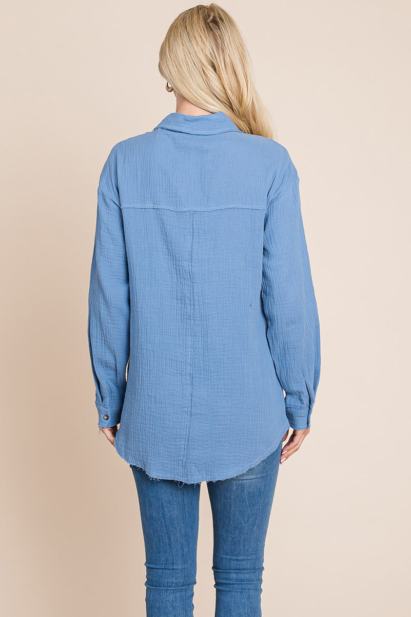 Textured Cotton Raw Edge Gauze Blouse Tops Shirts | Apparel | Kitchen + Metal
