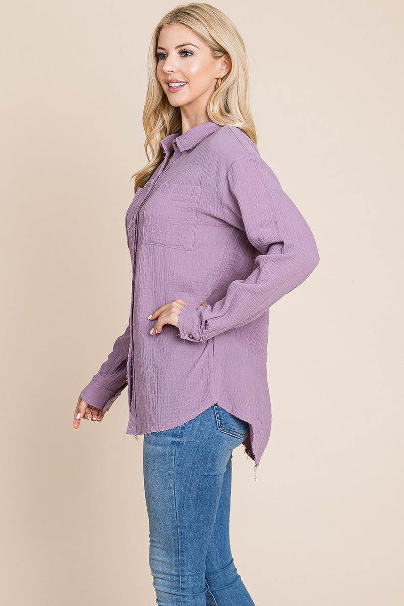 Textured Cotton Raw Edge Gauze Blouse Tops Shirts | Apparel | Kitchen + Metal