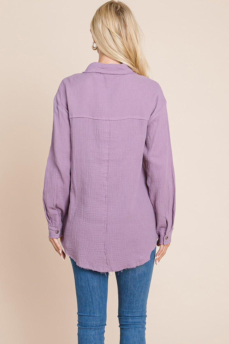 Textured Cotton Raw Edge Gauze Blouse Tops Shirts | Apparel | Kitchen + Metal