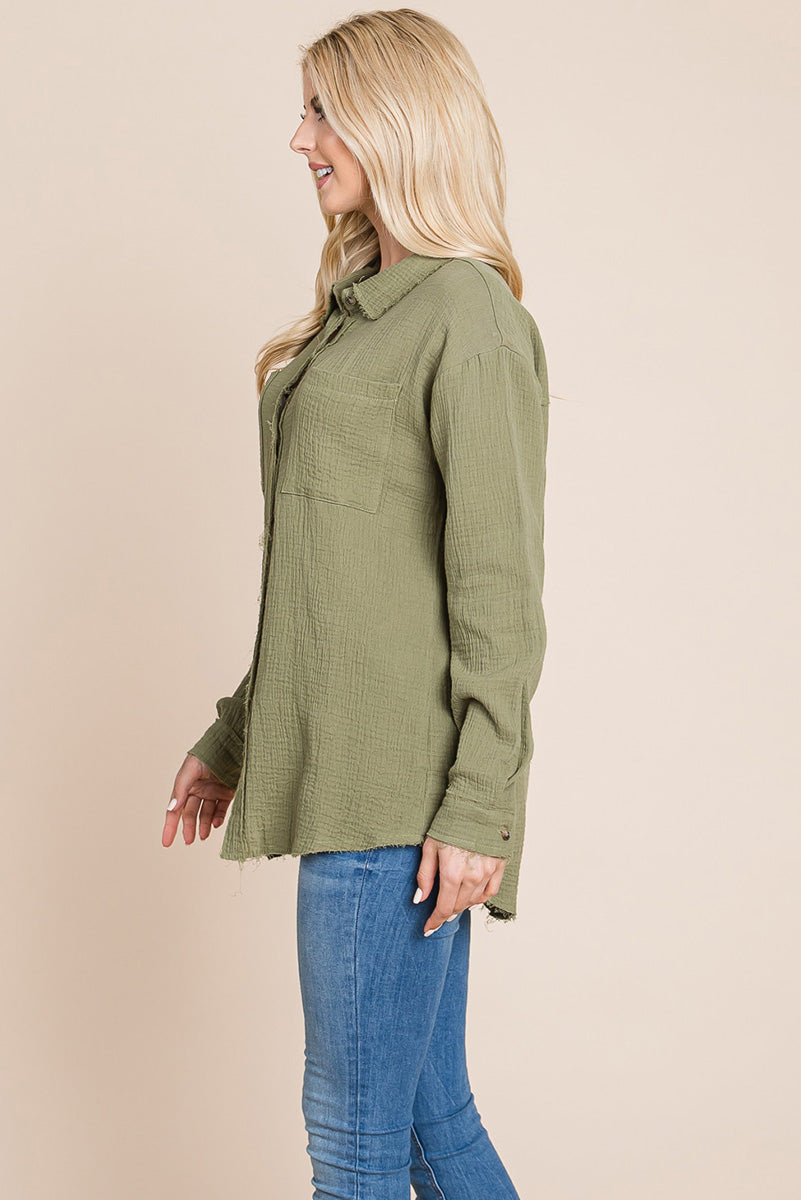 Textured Cotton Raw Edge Gauze Blouse Tops Shirts | Apparel | Kitchen + Metal