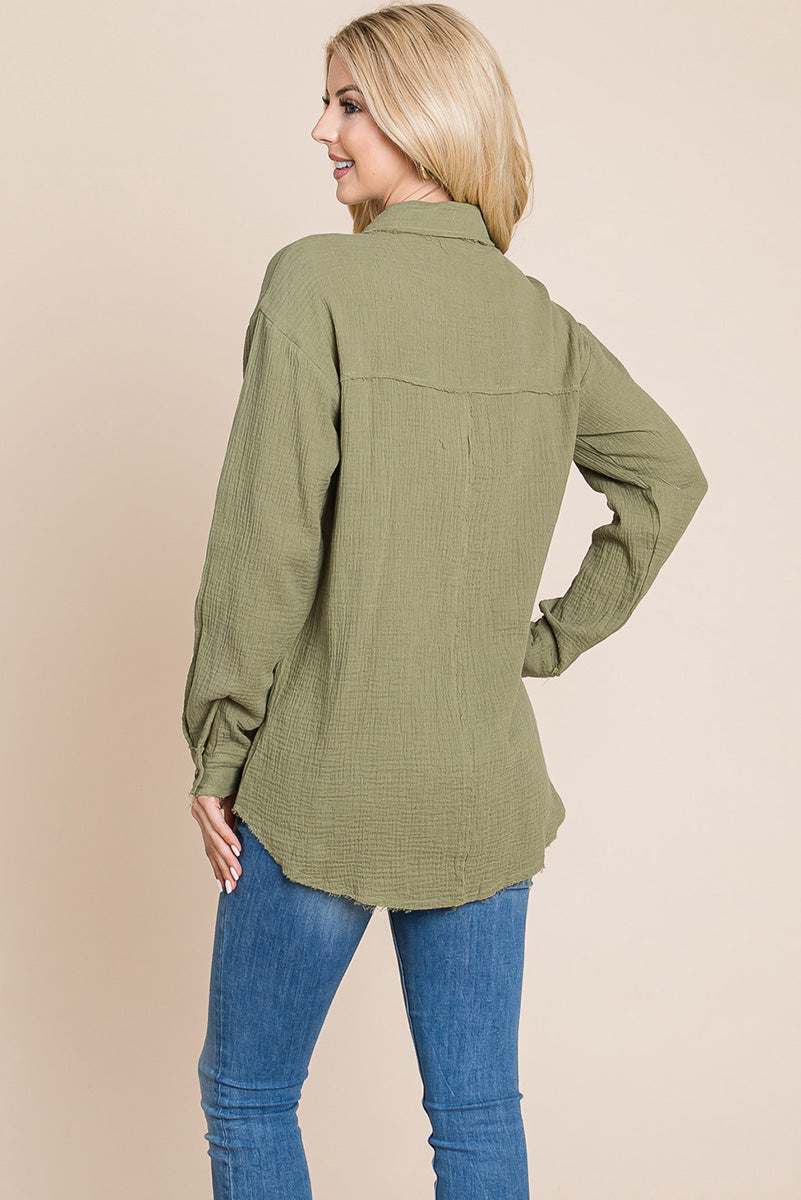 Textured Cotton Raw Edge Gauze Blouse Tops Shirts | Apparel | Kitchen + Metal