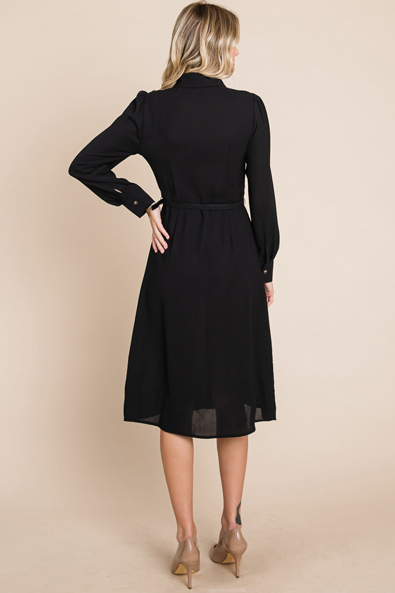 Pintucked Front Button Down Shirtdress with Belt | Apparel | Kitchen + Metal