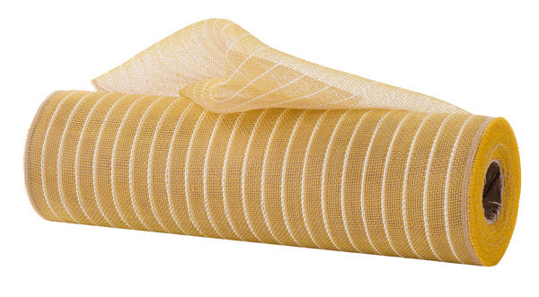 10.25"X10YD FINE WEAVE METALLIC MESH NATURAL/GOLD W/WHITE FILM