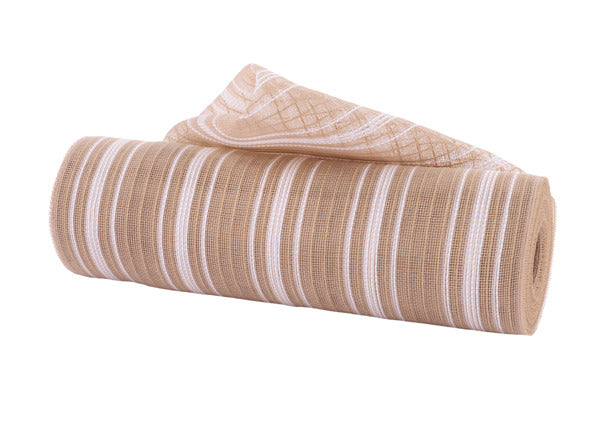 10.25"X10YD FINE WEAVE FRMHS STRIPE MESH NATURAL/WHITE