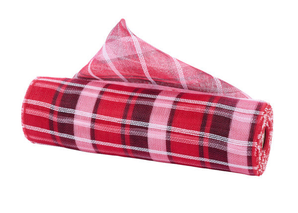 10.25"X10YD FINE WEAVE PLAID MESH RED/WHITE/BLACK