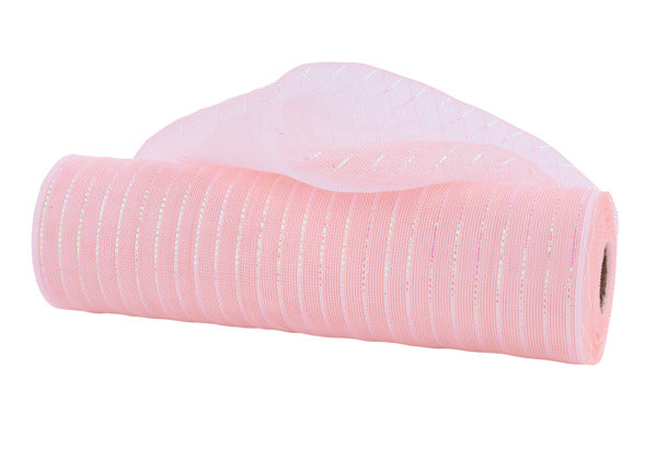 10.25"X10YD FINE WEAVE IRID FOIL MESH IRID PASTEL CORAL/WHITE