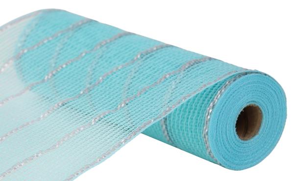 10.25"X10YD POLY/FAUX JUTE/MATTE MESH ICE BLUE/SILVER