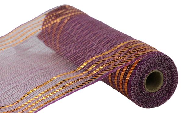 10.25"X10YD MATTE/METALLIC BORDER MESH ROSE/MULBERRY/ORANGE