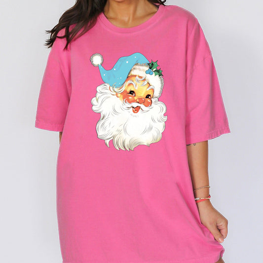 Retro Santa, Blue, Classic, Twinkle, Christmas, Winter, Xmas Tshirt Comfort Colors T-Shirt