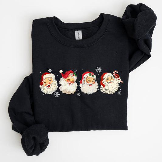 Retro Santas In A Row, Christmas, Winter, Xmas Sweatshirt