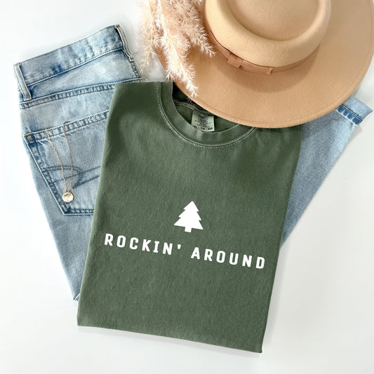 Rockin Around, Minimalist, Christmas, Winter, Santa, Xmas Tshirt Comfort Colors T-Shirt