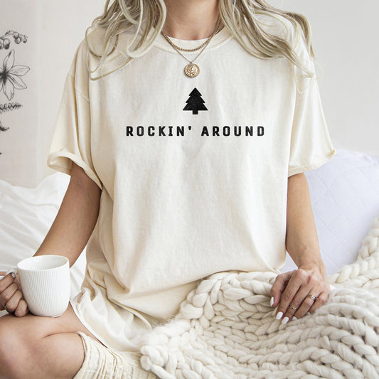 Rocking Around The Christmas Tree, Minimal, Retro, Rock And Roll , Comfort Colors Tshirt