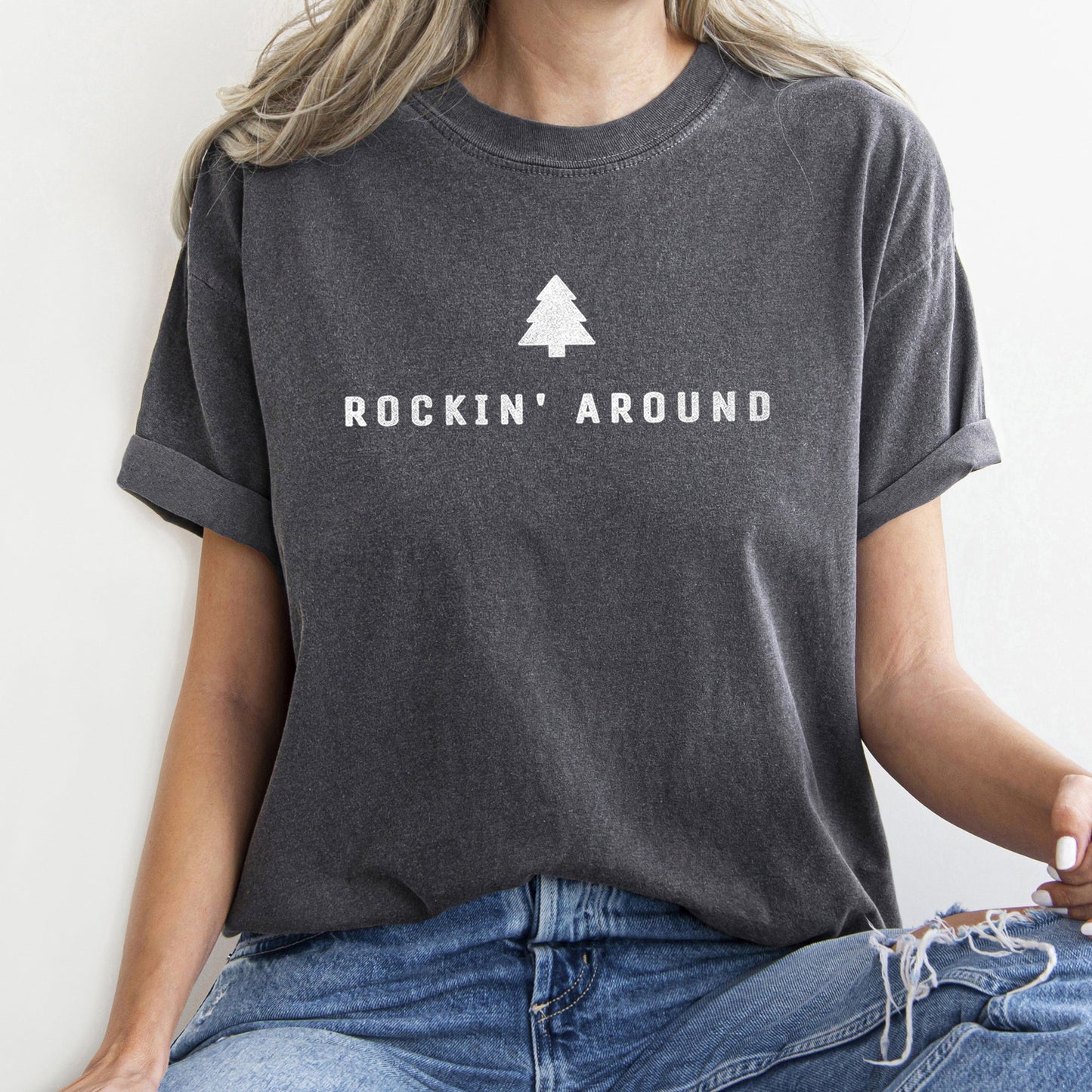Rocking Around The Christmas Tree, Minimal, Retro, Rock And Roll , Comfort Colors Tshirt