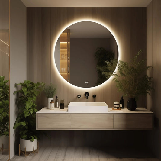 Round Backlit LED BATHROOMS Vanity Mirrors With Dimmable Lights