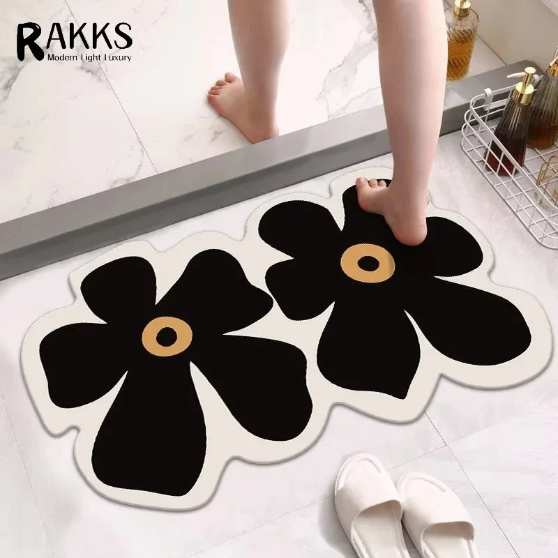RAKKS Home Carpet Rug Diatom Mud Bath Mat Super Absorbent Bathroom Rug, Quick Dry Floor Mat for Wet Area, Easy Clean