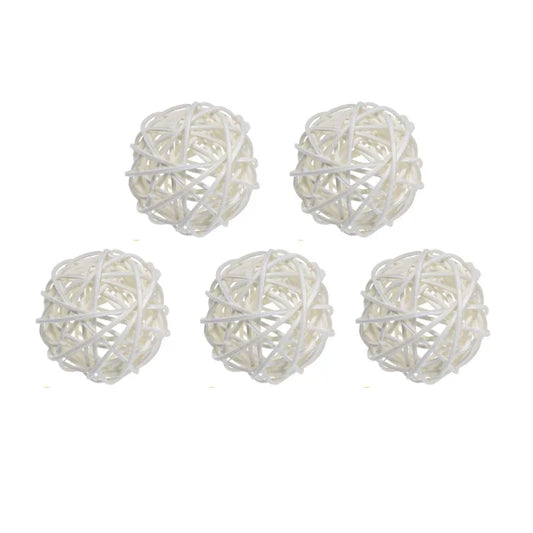 5Pcs 5cm Yellow Gray White Wicker DIY Rattan Ball Wedding Christening Baby Shower Wicker Balls Nursery Party Decoration