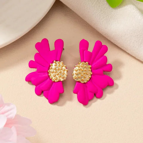 Simple Colorful Flower Stud Earrings