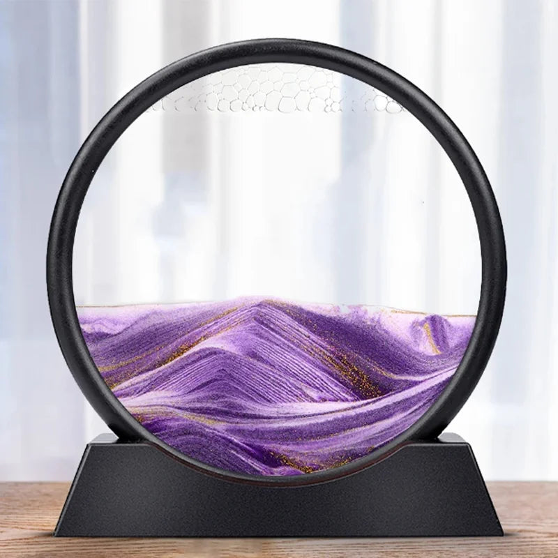 7-inch Quicksand Sand View Deep Sea Art Picture Hourglass 3D Dynamic Display Motion Sand Painting Home Office Decoration Gifts