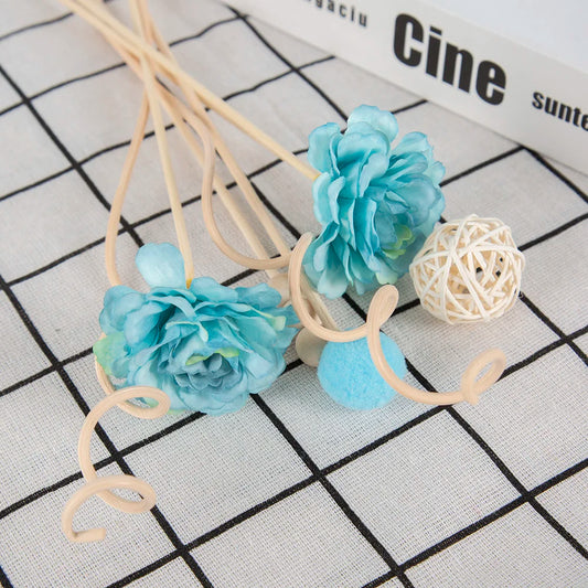 Lychee Life 7Pcs Blue Multi Petal Flower Aromatherapy Rattan Essential Oil Diffuser Home Rose Stick Perfume Reed Air Diffuser
