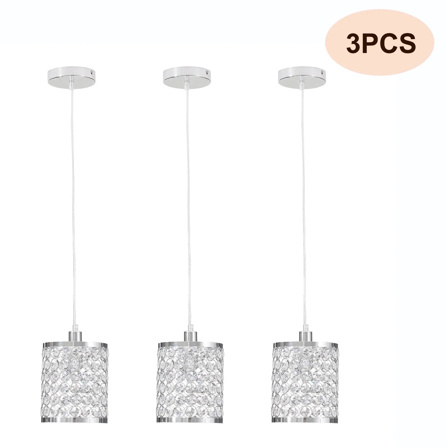 Crystal Pendant Light Modern Kitchen Island Lighting Adjustable White | Lighting | Kitchen + Metal