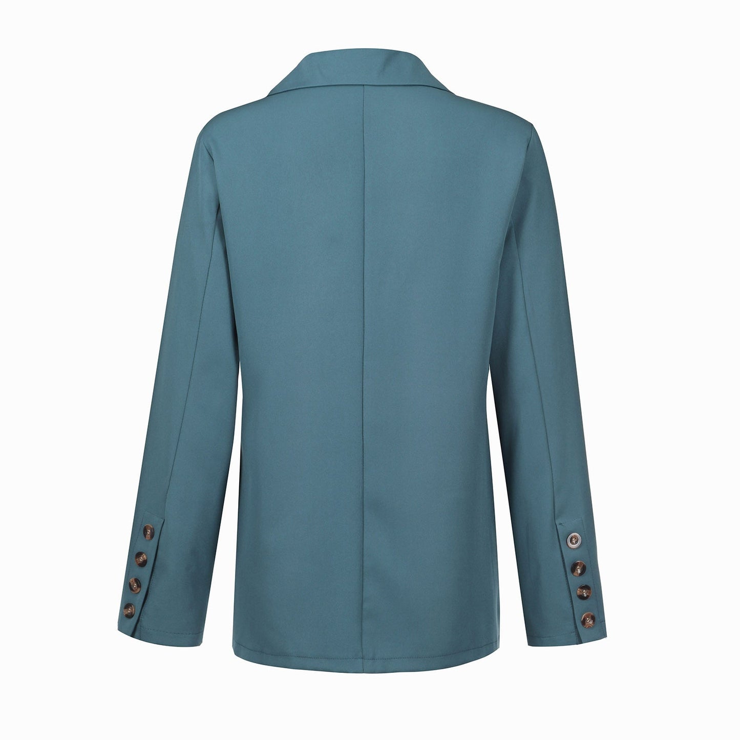Solid Women's Blazer Coat Notched Long Sleeve Cardigan Button Casual Jacket for Office Ladies