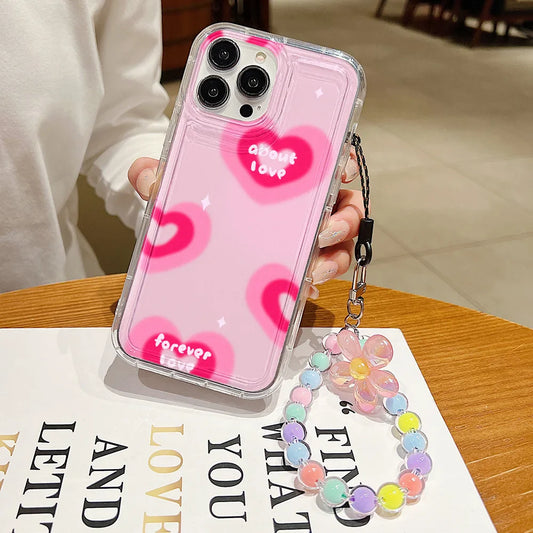 Flower Bracelet Wrist Chain Lanyard Clear Soft Phone Case