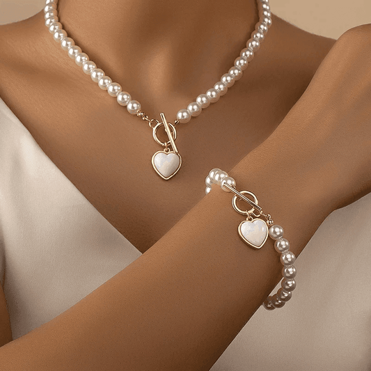 Elegant 2-Piece Pearl Jewelry Set – Necklace & Bracelet