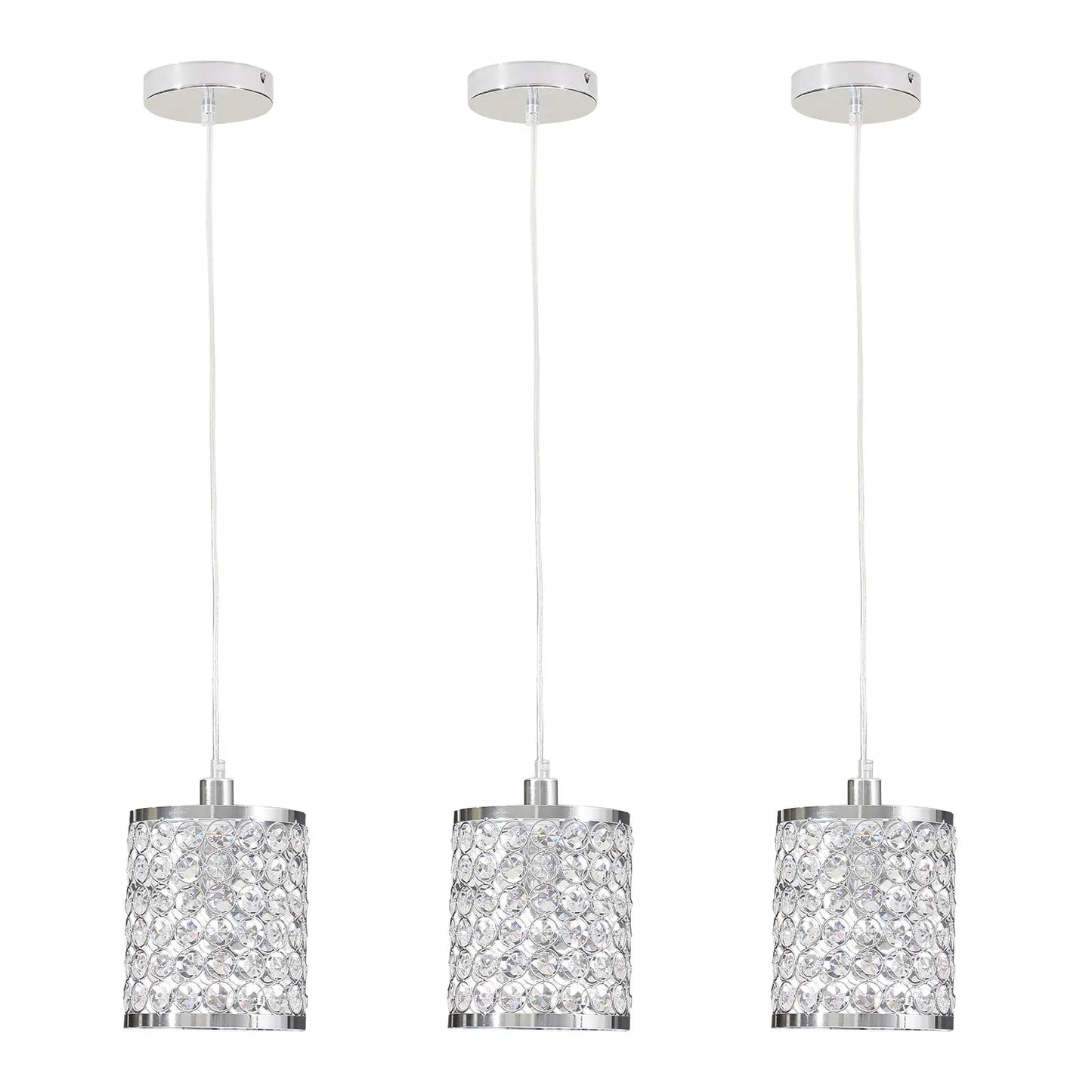 Crystal Pendant Light Modern Kitchen Island Lighting Adjustable White | Lighting | Kitchen + Metal