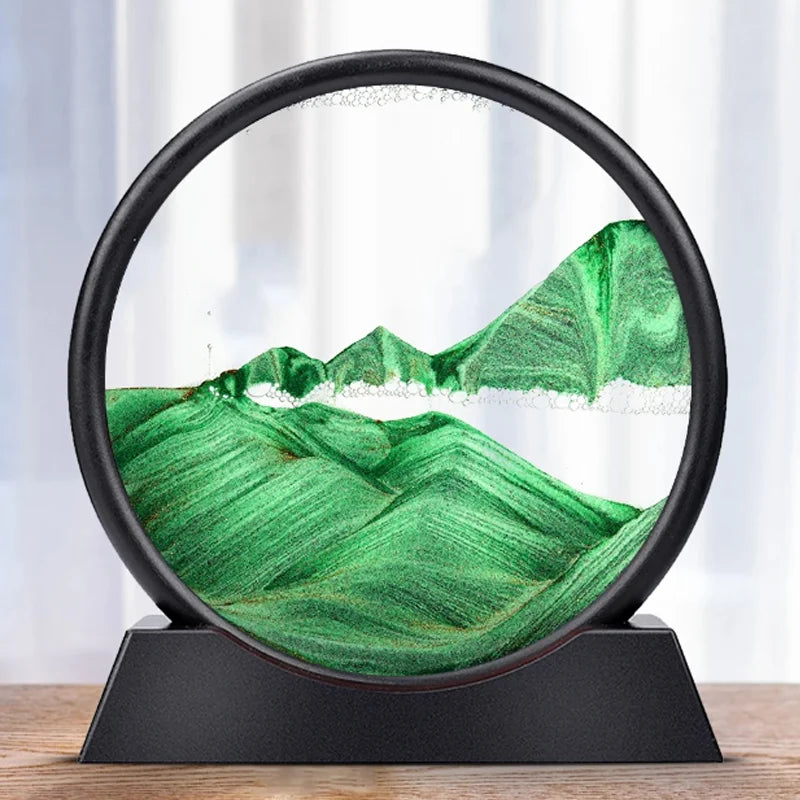 7-inch Quicksand Sand View Deep Sea Art Picture Hourglass 3D Dynamic Display Motion Sand Painting Home Office Decoration Gifts