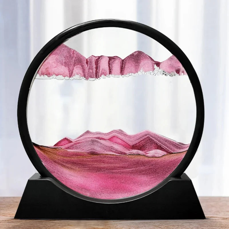 7-inch Quicksand Sand View Deep Sea Art Picture Hourglass 3D Dynamic Display Motion Sand Painting Home Office Decoration Gifts