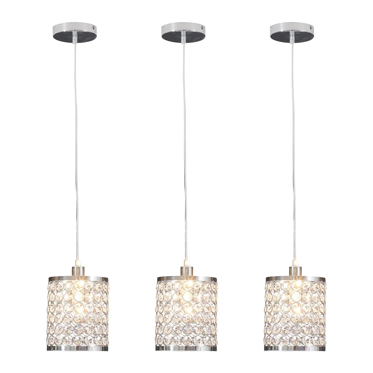 Crystal Pendant Light Modern Kitchen Island Lighting Adjustable White | Lighting | Kitchen + Metal