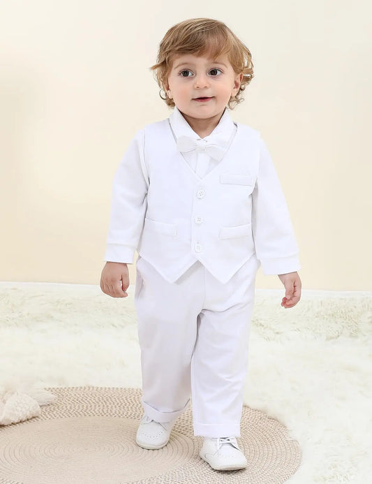 Baby Boys Suit Infant Formal Outfit Wedding 1st Birthday Dress Outfits Newborn Bodysuit Vest Pants Gentleman Clothes Sets