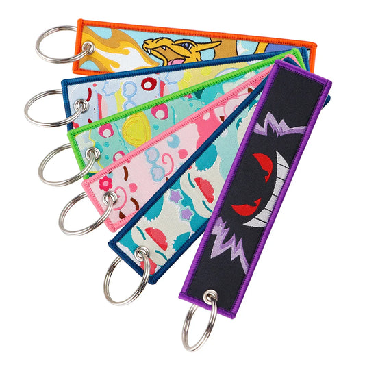 Elf Car Key Chain Purple Ghost Keychains for Men Embroidery Keyring Key Tag Holder for Motorcycles Keychain Chaveiro