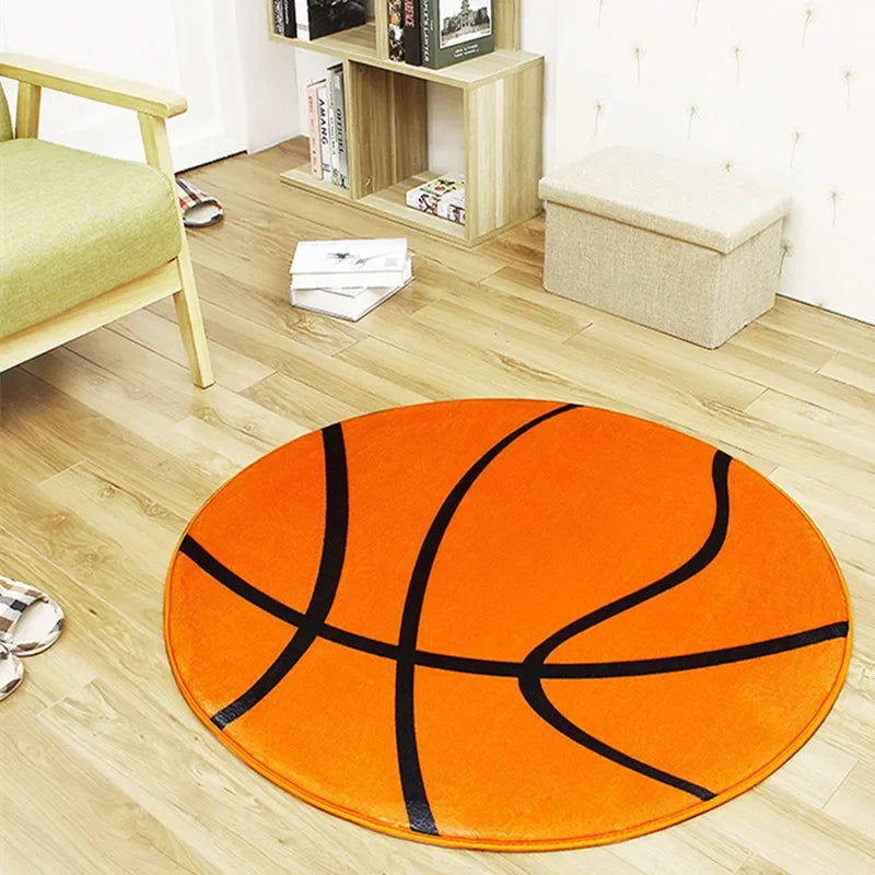 Soccer Rug Soft and Comfy Sports Themed Round Area Rugs Bedroom Living Room Carpet, Soccer Themed Room for Kids Bedroom