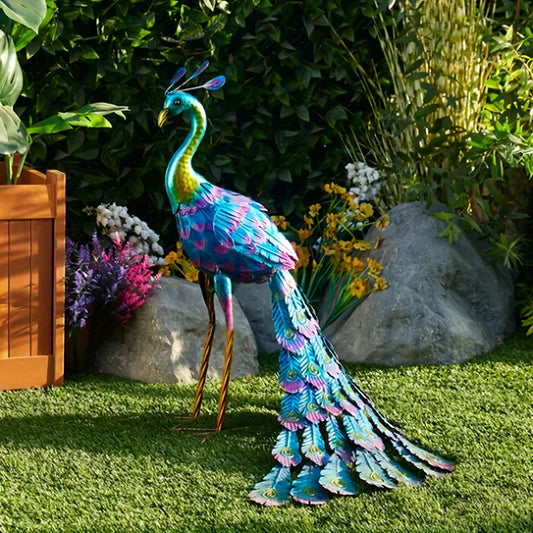Peacock Statue Sculpture Handmade Crafts Ornament Animal Figurine Standing Posture Collectible Peacock Figurine Garden Craft