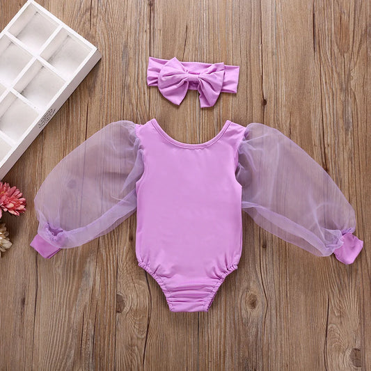 Newborn Baby Girl Clothes Spring Autumn Fashion Long Sleeve Bodysuit Lovely Jumpsuit Headband 2pcs Baby Girl Outfit Set