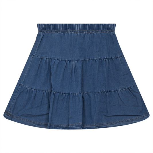 Denim Short Tiered Skirt