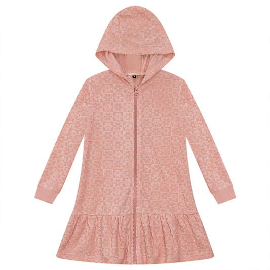 Checkered Floral Star Terry Robe