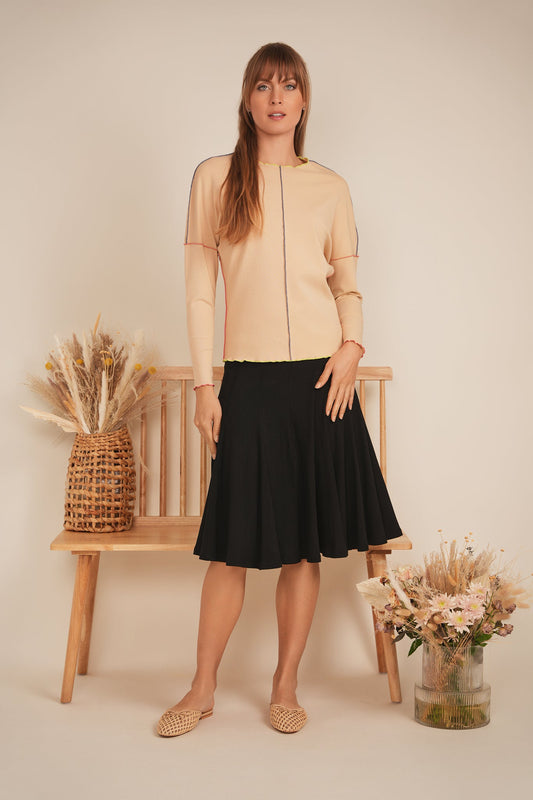 Ribbed Short Panel Skirt